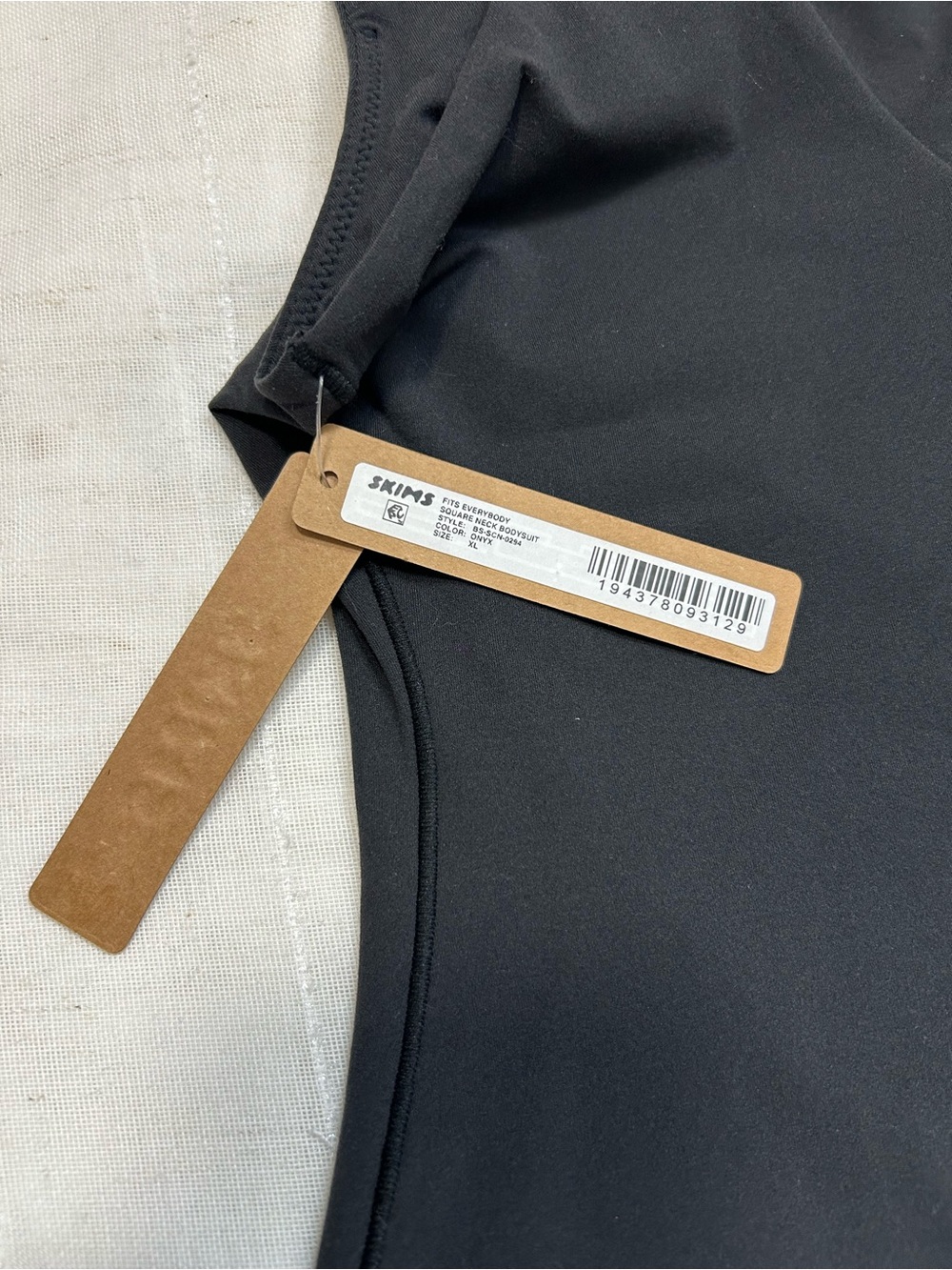 SKIMS FITS EVERYBODY Square Neck Lightweight High Stretch Bodysuit Onyx XL - Picture 10 of 14